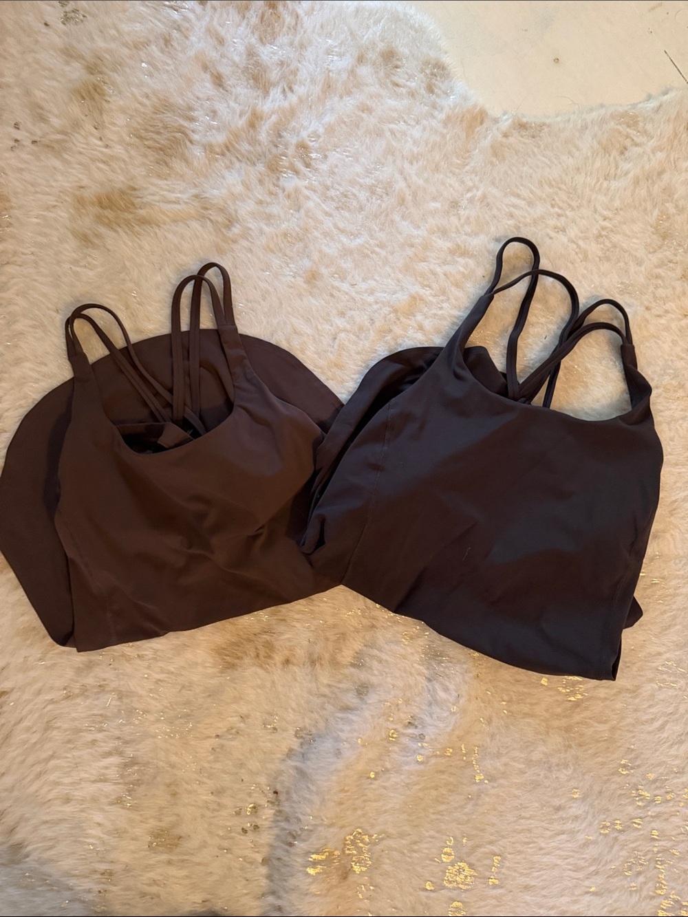 2 HALARA Brown Crisscross Back Camisoles